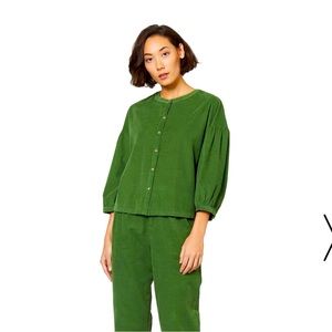 Gorman Moss Green Eva Blouse Corded, size 14